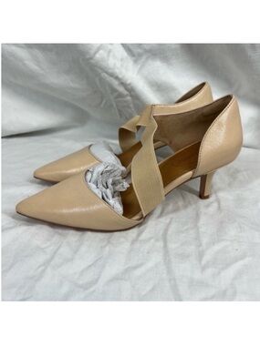 Corso Como Denise leather stretch strap pointed toe pumps nude classic chic